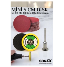 BX Pimli Mini Cırt Zımpara Taban Seti Gravür Ve Matkap Uyumlu 5 cm 60 Adet Zımparalı Set