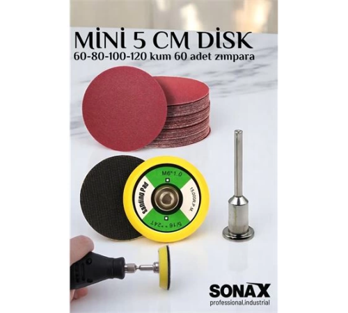 BX Pimli Mini Cırt Zımpara Taban Seti Gravür Ve Matkap Uyumlu 5 cm 60 Adet Zımparalı Set