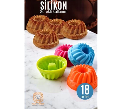 BX Silikon Göbekli Muffin CupCake Kalıbı - Sürekli Kullanım Muffin Kek Kalıbı 18 ADET