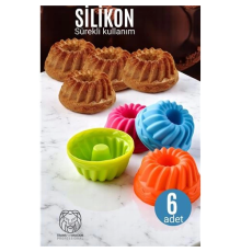 BX Silikon Göbekli Muffin CupCake Kalıbı - Sürekli Kullanım Muffin Kek Kalıbı 6 ADET