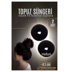 BX SİYAH Mini Saç Topuz Süngeri  2 ADET 8.5 CM Çap 3.5 cm Kalınlık