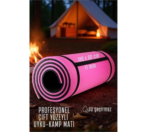 BX Uyku Matı - Kamp Matı - Piknik Çadır Matı 11 mm Çift Taraflı Pembe
