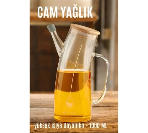 BX Yağ Sirke Şişesi Yağlık Borosilikat Cam 1000 ML