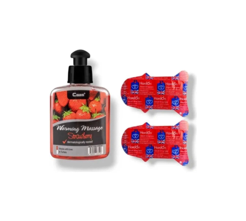 Caas Çilek Aromalı Masaj Yağı 100 ml - Erkeklere Özel Sertlik Performans Takviyesi 6'lı - 2 Adet Caas Çilek Aromalı Masaj Yağı 100 ml - Erkeklere Özel Sertlik Performans Takviyesi 6'lı - 2 Adet