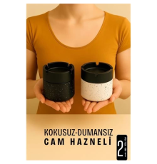 Cam Küllük - Desenli 2 li Küllük Seti  Kafe Küllüğü Restoran Küllüğü Masaüstü Küllük
