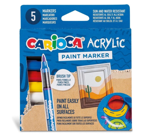 Carioca Akrilik Paint Marker Su Bazlı Fırça Uçlu 5'li Carioca Akrilik Paint Marker Su Bazlı Fırça Uçlu 5'li