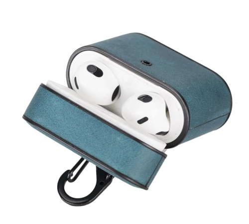 Casquet Apple AirPods 3.nesil Uyumlu Deri Kılıf AA32 Mavi Casquet Apple AirPods 3.nesil Uyumlu Deri Kılıf AA32 Mavi