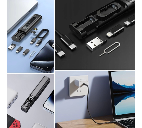 Cep Tipi 60W Bas Aç Type-C,İphone Şarj,Micro USB Hızlı Şarj Data Kablo Seti Cep Tipi 60W Bas Aç Type-C,İphone Şarj,Micro USB Hızlı Şarj Data Kablo Seti