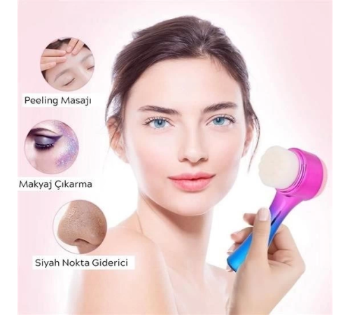 Çift İşlevli Renkli Cilt Yüz Temizleme Fırçası Peeling Masaj Etkili Gözenek Temizleyici Alet