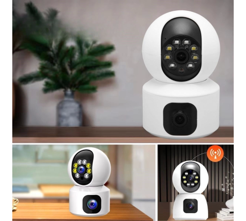 Çift Kameralı Wifi Bağlantılı Gece Görüşlü Ev Tipi Güvenlik Kamerası Çift Kameralı Wifi Bağlantılı Gece Görüşlü Ev Tipi Güvenlik Kamerası