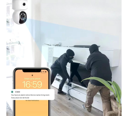 Çift Kameralı Wifi Bağlantılı Gece Görüşlü Ev Tipi Güvenlik Kamerası Çift Kameralı Wifi Bağlantılı Gece Görüşlü Ev Tipi Güvenlik Kamerası