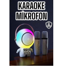 Çift Mikrofonlu Karaoke Mikrofon Bluetooth Bağlantılı Dijital Göstergeli