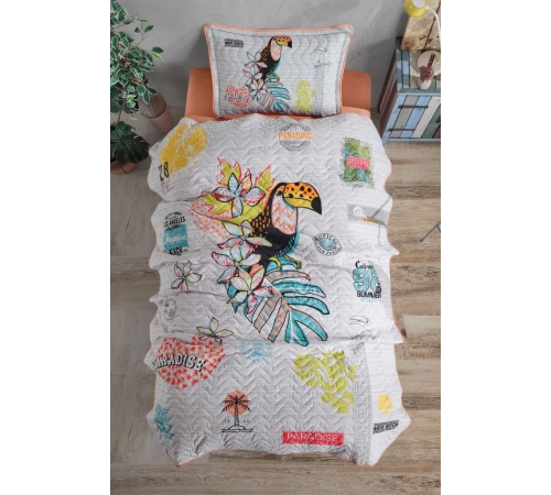 Clasy Tek Kişilik Yatak Örtüsü Paradise v1 Somon Clasy Tek Kişilik Yatak Örtüsü Paradise v1 Somon