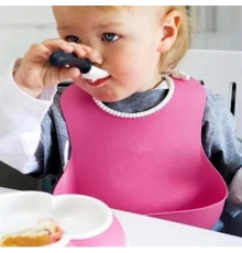 Çocuk Bebek Mama Önlüğü Dökülme Engelleyici Bükülebilir Pembe