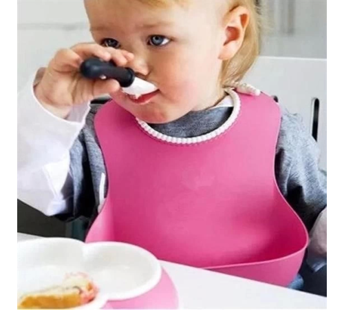 Çocuk Bebek Mama Önlüğü Dökülme Engelleyici Bükülebilir Pembe Çocuk Bebek Mama Önlüğü Dökülme Engelleyici Bükülebilir Pembe