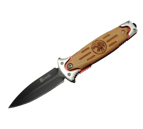Columbia FS 11032 Kahverengi Kurtarma / Kamp Çakısı 20cm - Kartal İşlemeli Ahşap Sap, Kemerlikli, Cam Kırma Aparatlı Columbia FS 11032 Kahverengi Kurtarma / Kamp Çakısı 20cm - Kartal İşlemeli Ahşap Sap, Kemerlikli, Cam Kırma Aparatlı