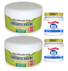 Çörekotu 2li Çörek Otu Kremi Büyük XL Boy 200 ml Green + 2li 50 ml Snow Kitten Krem / Diz Dirsek Masaj Seti