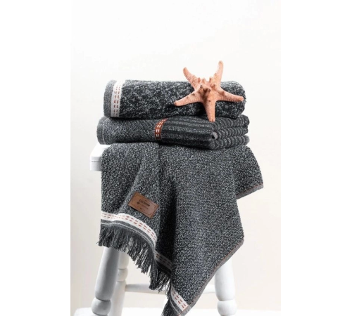 Cotton Box 3'lü Jakarlı Havlu Seti Denim Antrasit 50x90 Cotton Box 3'lü Jakarlı Havlu Seti Denim Antrasit 50x90