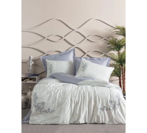 Cotton Box Brode Nakışlı Çift Kişilik Saten Nevresim Takımı Bianna Gri Cotton Box Brode Nakışlı Çift Kişilik Saten Nevresim Takımı Bianna Gri