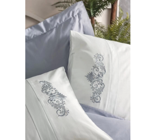 Cotton Box Brode Nakışlı Çift Kişilik Saten Nevresim Takımı Bianna Gri Cotton Box Brode Nakışlı Çift Kişilik Saten Nevresim Takımı Bianna Gri