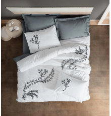 Cotton Box Brode Ranforce Çift Kişilik Nevresim Takımı İvy Gri