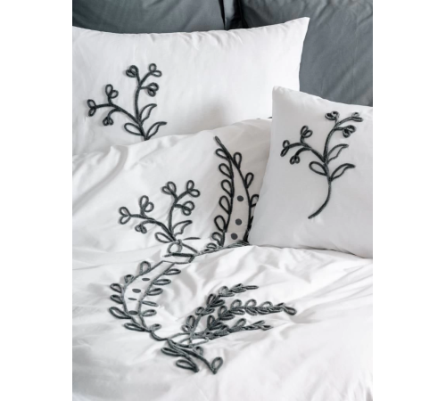 Cotton Box Brode Ranforce Çift Kişilik Nevresim Takımı İvy Gri