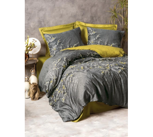 Cotton Box Çift Kişilik Saten Nevresim Takımı Libby Yeşil Cotton Box Çift Kişilik Saten Nevresim Takımı Libby Yeşil