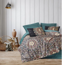 Cotton Box Çift Kişilik Saten Nevresim Takımı Ornate Petrol