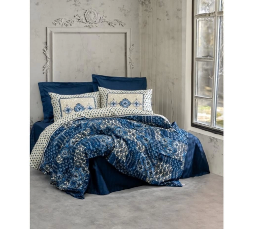 Cotton Box Çift Kişilik Saten Nevresim Takımı Stasya Lacivert