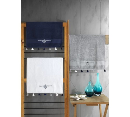 Cotton Box Fit V2 50x90 3'lü Havlu Seti Lacivert/Beyaz/Gri