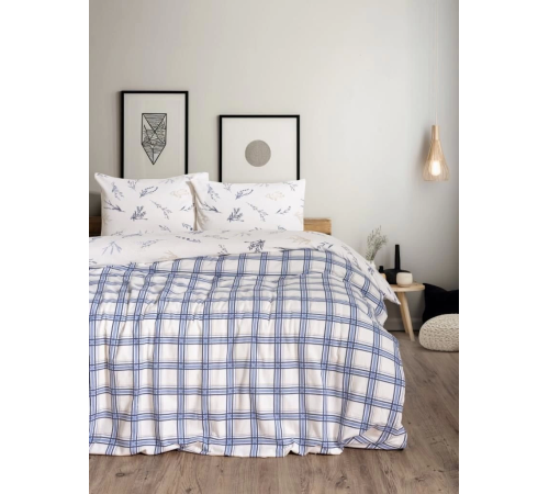Cotton Box Flanel Nevresim Takımı Çift Kişilik Lavanid Mavi Cotton Box Flanel Nevresim Takımı Çift Kişilik Lavanid Mavi