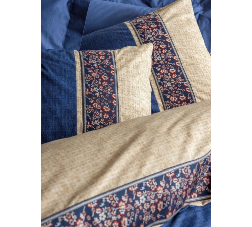 Cotton Box Folk Art Çift Kişilik Nevresim Takımı Rayen Lacivert