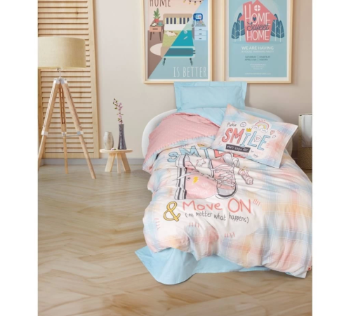 Cotton Box Genç Ranforce Nevresim Takımı Tek Kişilik Smile Mint