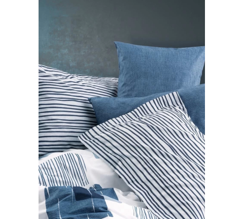 Cotton Box Modern Çift Kişilik Nevresim Takımı Solito İndigo Cotton Box Modern Çift Kişilik Nevresim Takımı Solito İndigo