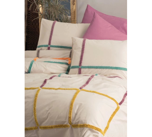 Cotton Box Puff Nakışlı Ranforce Çift Kişilik Nevresim Takımı İnsula Gülkurusu
