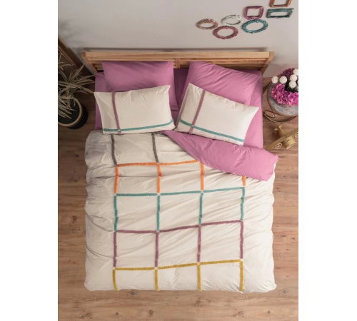 Cotton Box Puff Nakışlı Ranforce Çift Kişilik Nevresim Takımı İnsula Gülkurusu