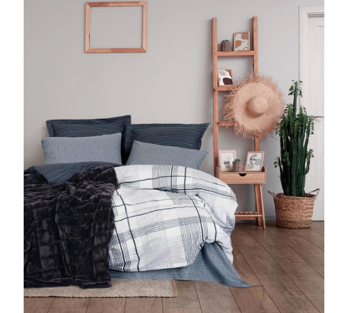 Cotton Box Trim Çift Kişilik Battaniyeli Nevresim Takımı Smooth Siyah