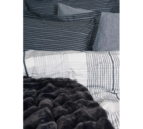 Cotton Box Trim Çift Kişilik Battaniyeli Nevresim Takımı Smooth Siyah