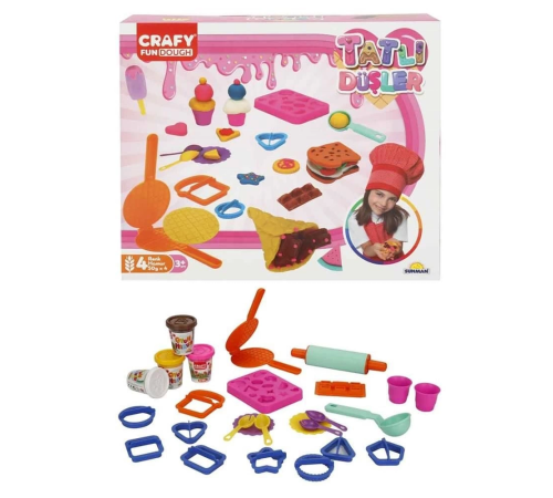 Crafy Tatlı Düşler Oyun Hamuru Seti 200 g 22 Parça Crafy Tatlı Düşler Oyun Hamuru Seti 200 g 22 Parça