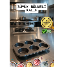 Cupcake Fırın Kalıbı 6 Büyük Bölmeli 6 Bölmeli Muffin Kek Kalıbı