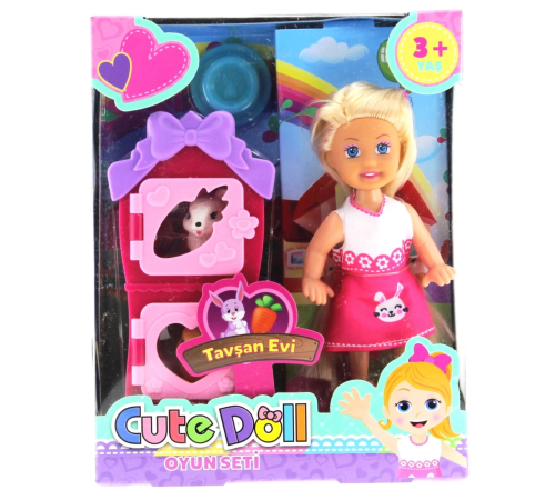 Cute Doll Mini Bebek Tavşanlı ve İki Katlı Kulübe Oyun Seti Cute Doll Mini Bebek Tavşanlı ve İki Katlı Kulübe Oyun Seti
