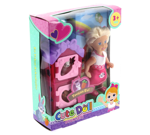 Cute Doll Mini Bebek Tavşanlı ve İki Katlı Kulübe Oyun Seti Cute Doll Mini Bebek Tavşanlı ve İki Katlı Kulübe Oyun Seti