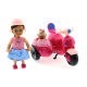 Cute Doll Mini Bebek ve Köpekli Mor Motorsiklet
