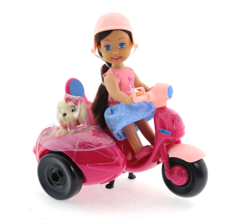 Cute Doll Mini Bebek ve Köpekli Mor Motorsiklet