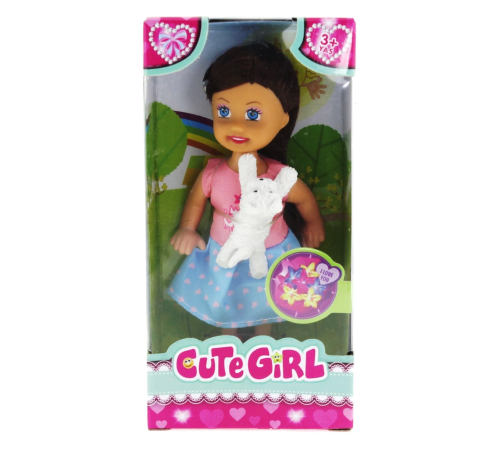 Cute Girl Beyaz Köpekli ve Kumral Mini Bebek Cute Girl Beyaz Köpekli ve Kumral Mini Bebek