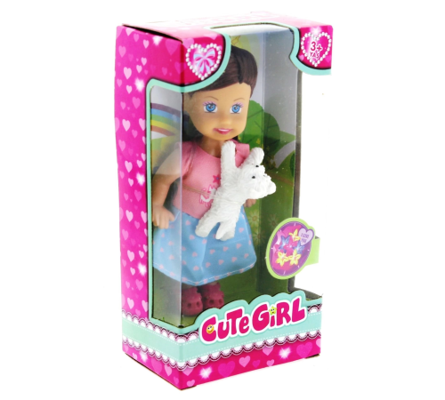 Cute Girl Beyaz Köpekli ve Kumral Mini Bebek Cute Girl Beyaz Köpekli ve Kumral Mini Bebek