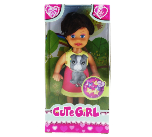 Cute Girl Gri Köpekli ve Kumral Mini Bebek Cute Girl Gri Köpekli ve Kumral Mini Bebek
