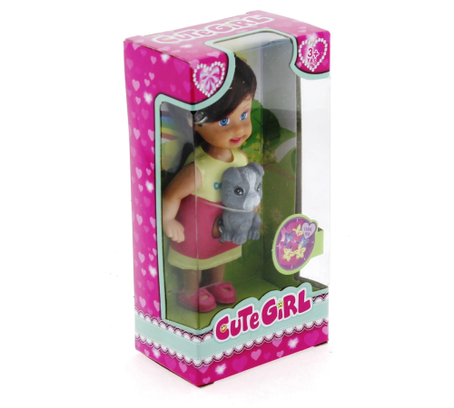 Cute Girl Gri Köpekli ve Kumral Mini Bebek Cute Girl Gri Köpekli ve Kumral Mini Bebek