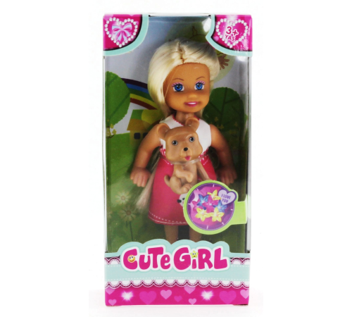 Cute Girl Kahverengi Köpekli ve Sarışın Mini Bebek Cute Girl Kahverengi Köpekli ve Sarışın Mini Bebek