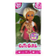 Cute Girl Kahverengi Köpekli ve Sarışın Mini Bebek